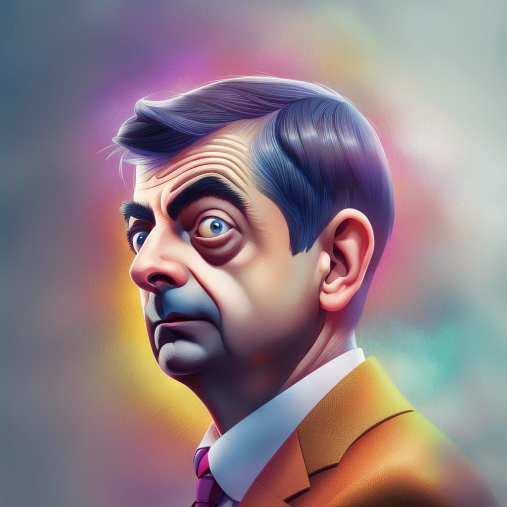 Mr. Bean in Colorful Anime Style Portrait