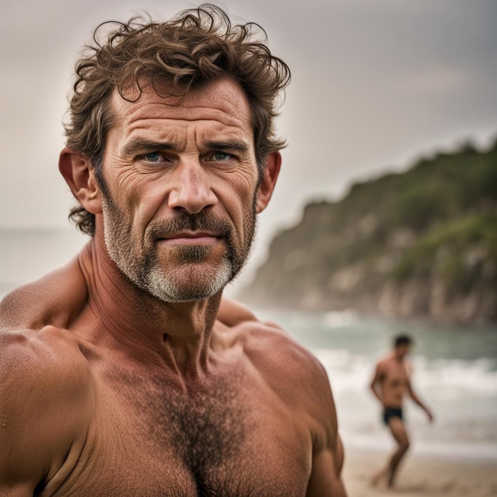 Rugby Player Portrait on Beach with Bokeh