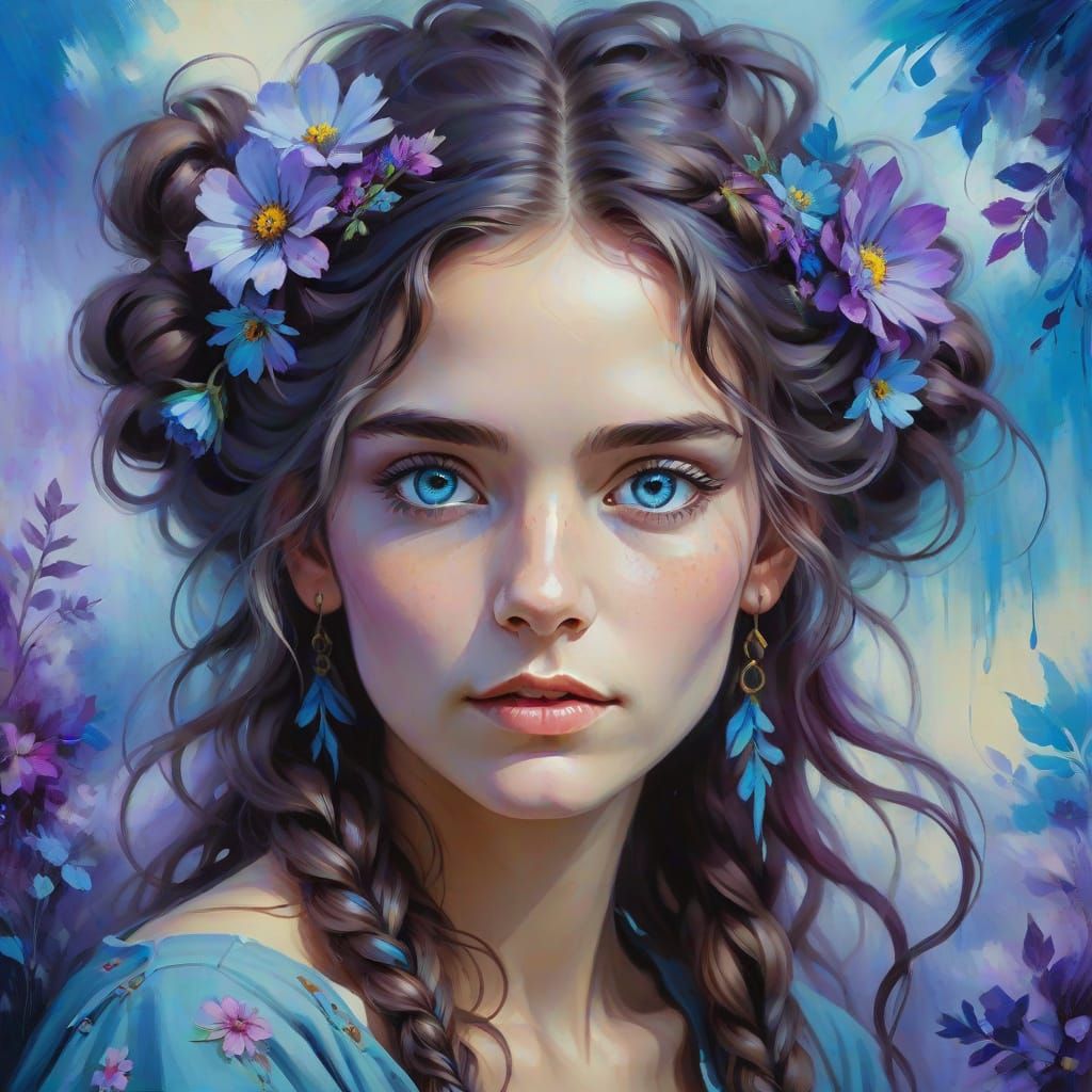 Romantic Era Fantasy Portrait in Impressionist Oil Paintings