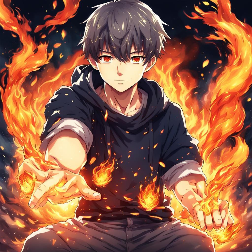 Anime Boy Conjuring Fire