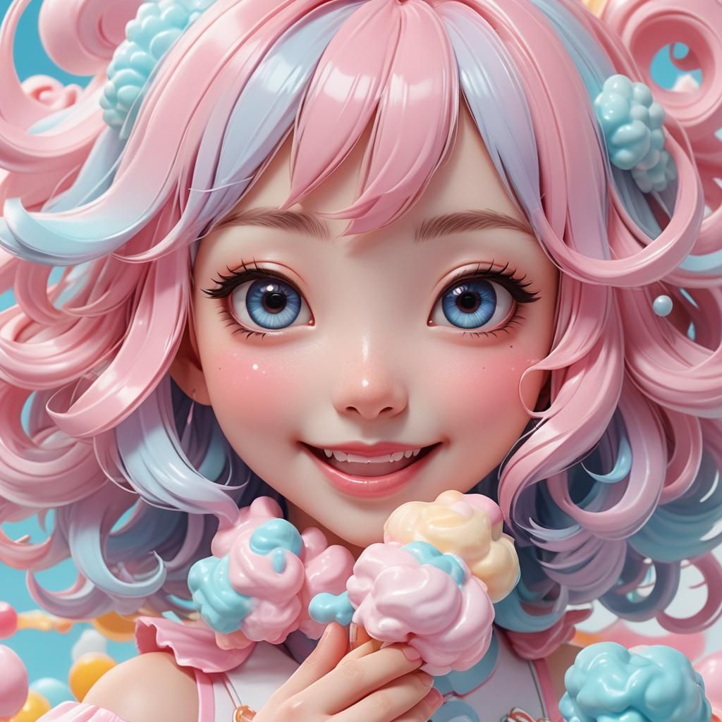 Pastel Kawaii Anime Girl in 3D