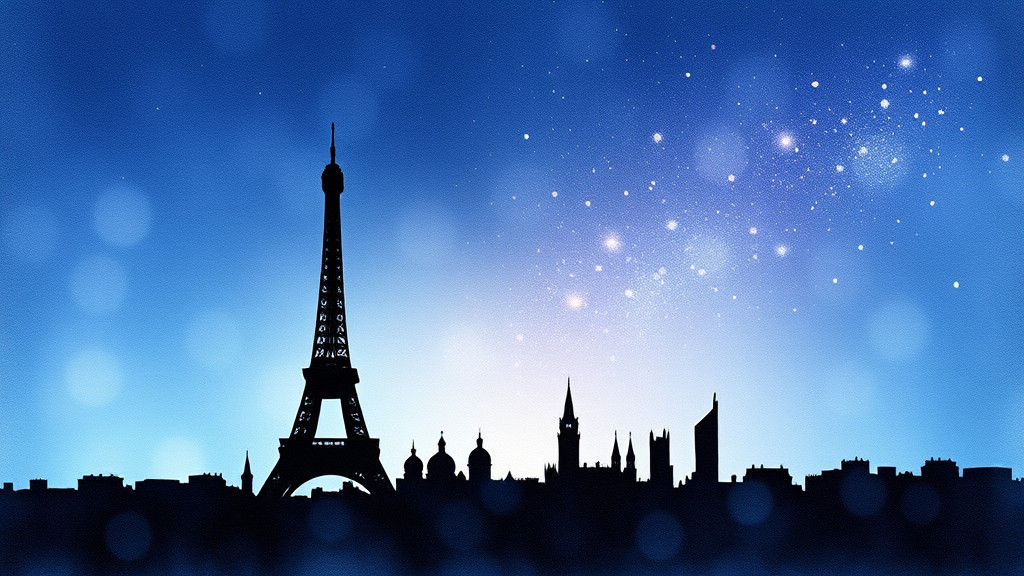 Paris Skyline in Whimsical Watercolor Style