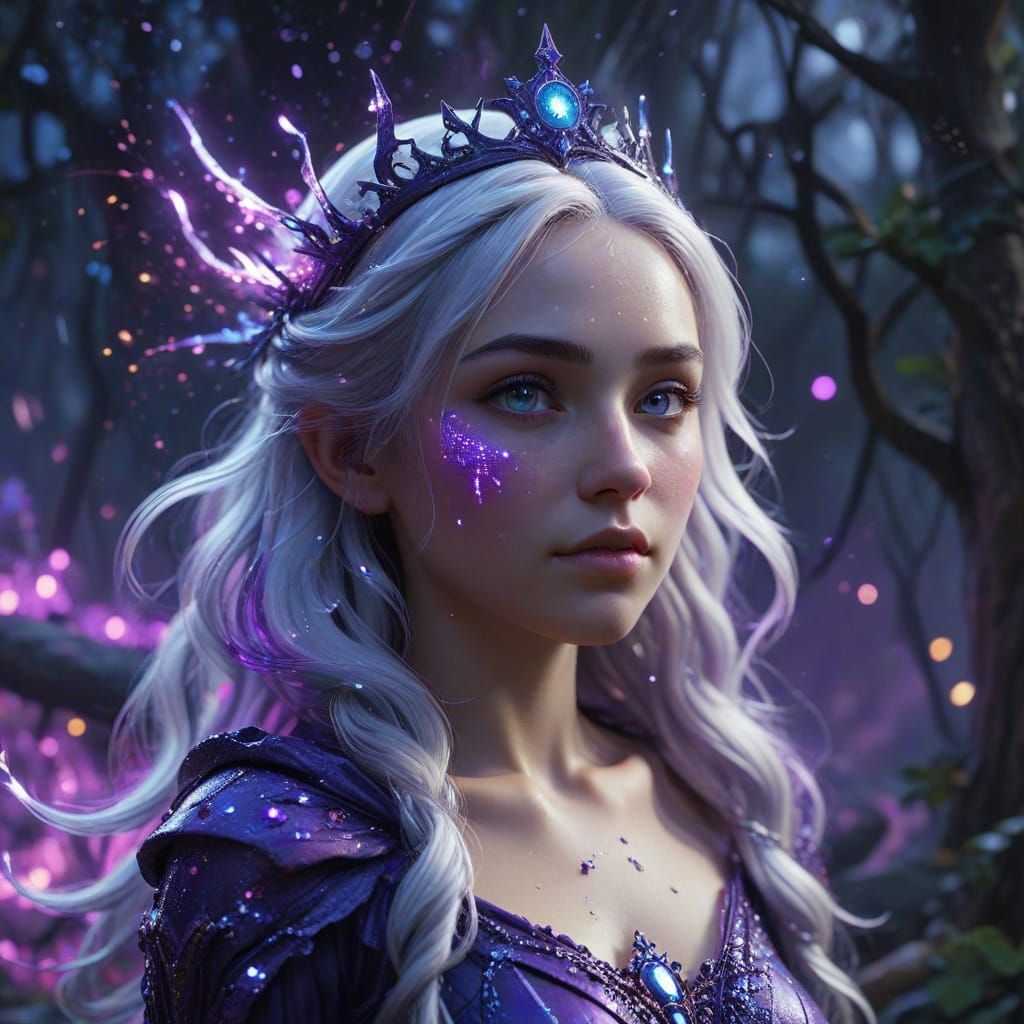 Ethereal Star Fairy in Midnight Blue and Purple Gala Gown