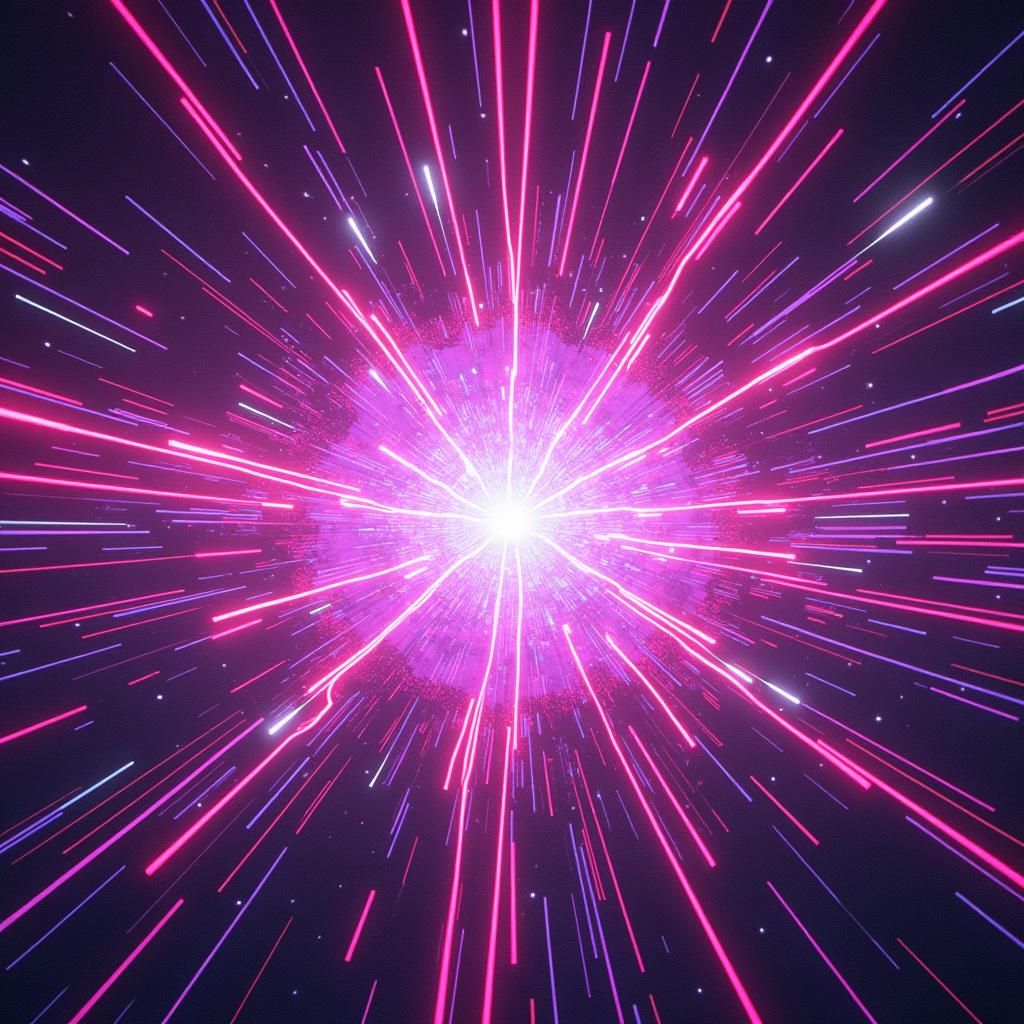 Vibrant Neon Explosion in Retrowave Style