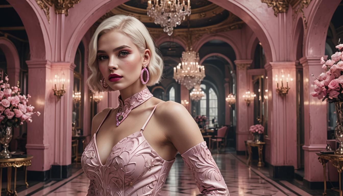 Platinum Blonde Woman in Dress: Digital Matte Painting