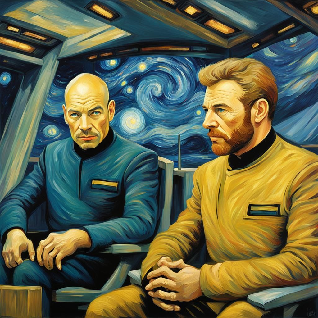 Star Trek Captains as Van Gogh-Style Painting