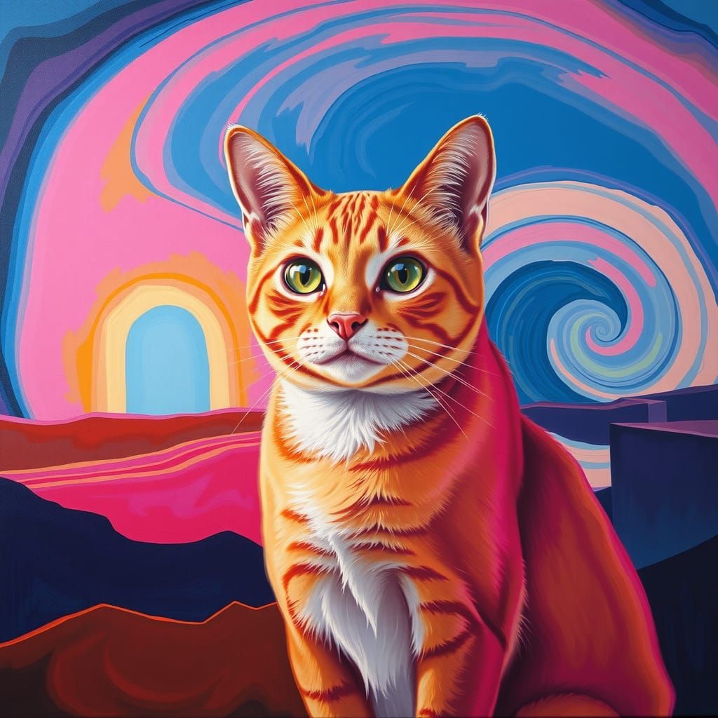 Surreal Gouache Portrait in Ultramarine, Sienna, and Fuchsia