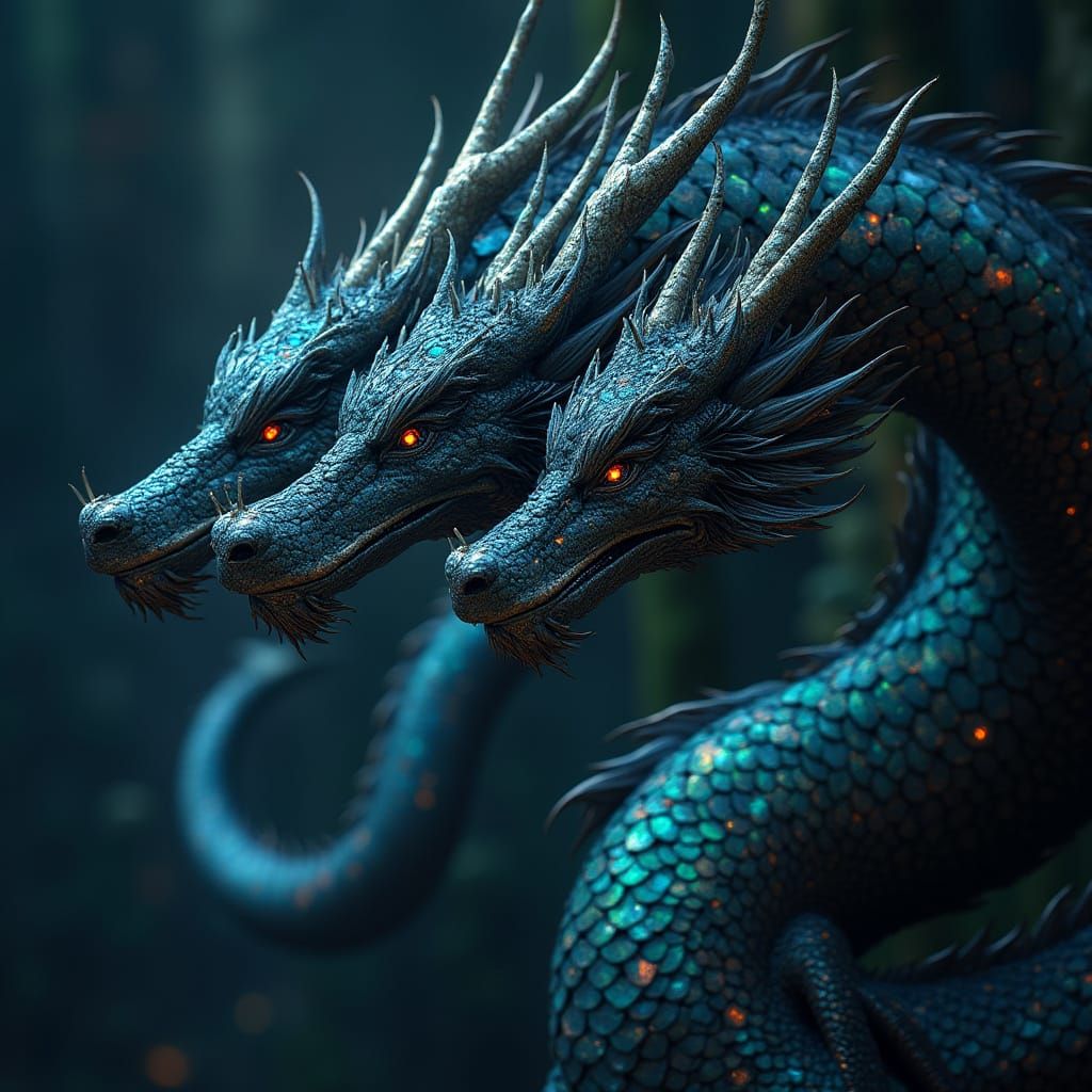 Majestic Opalescent Dragon with Asian and Surrealist Influen...