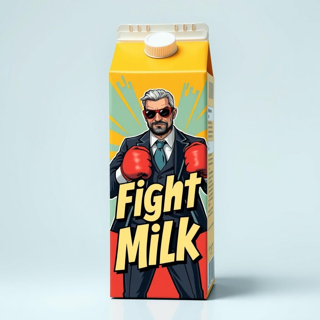 Fight Milk Carton with Boxer Illustration