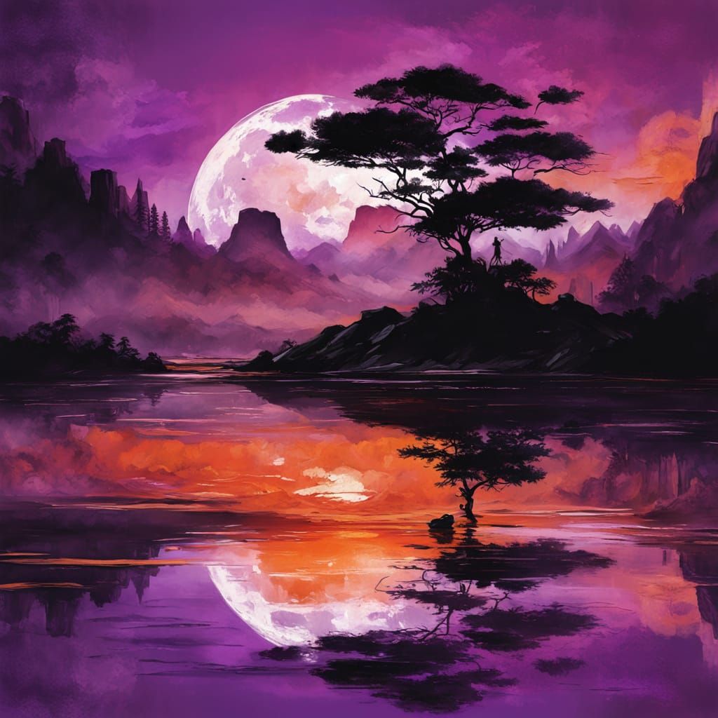 Clockpunk Bonsai Village in Synthwave Naturescape