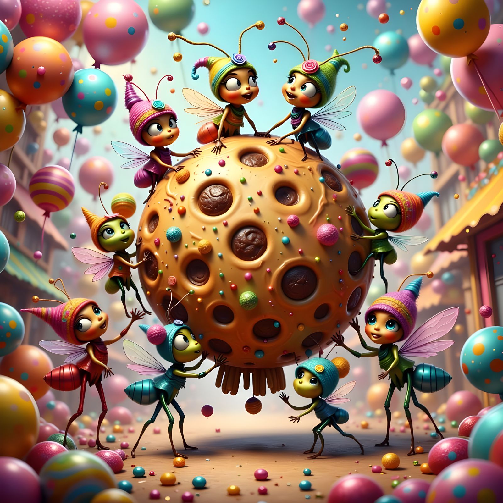 Mischievous Carnival Ants in Whimsical Fae Style