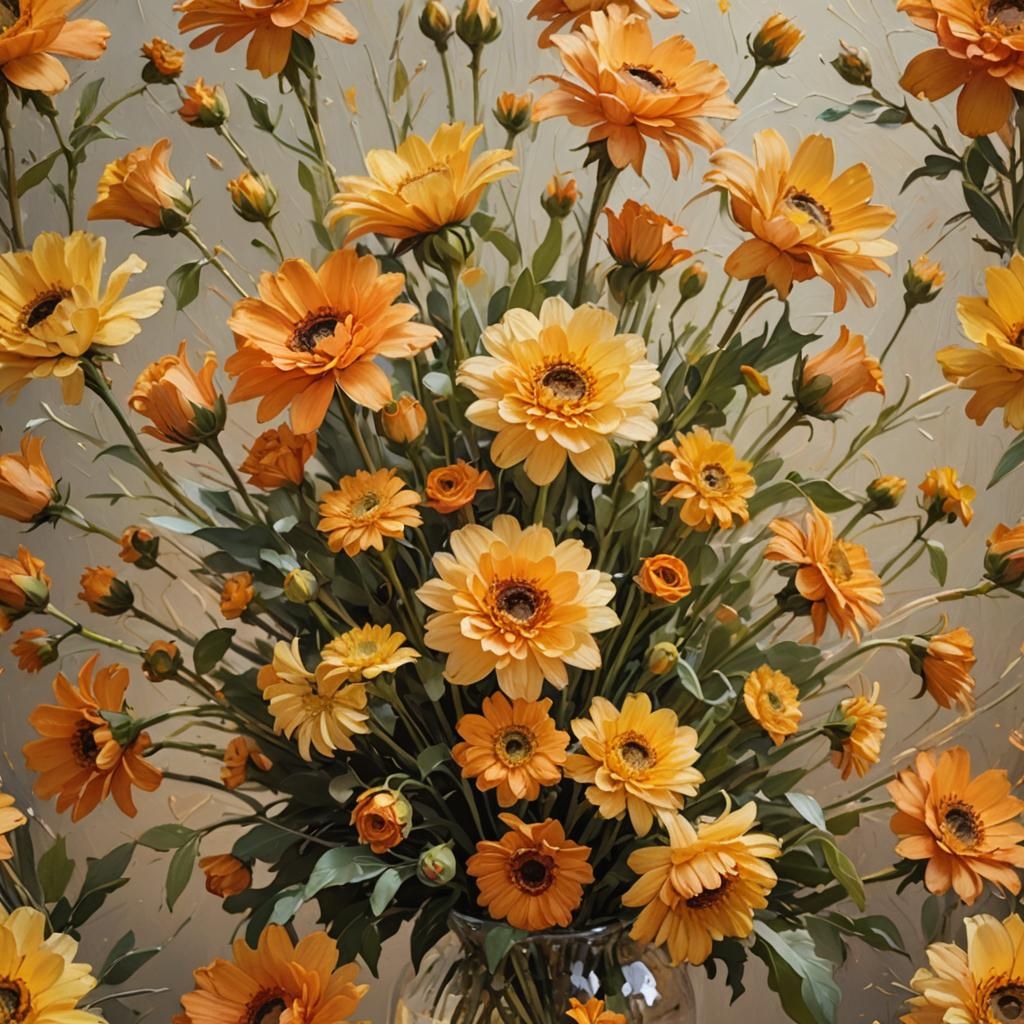 Impressionist Floral Bouquet in Golden Light