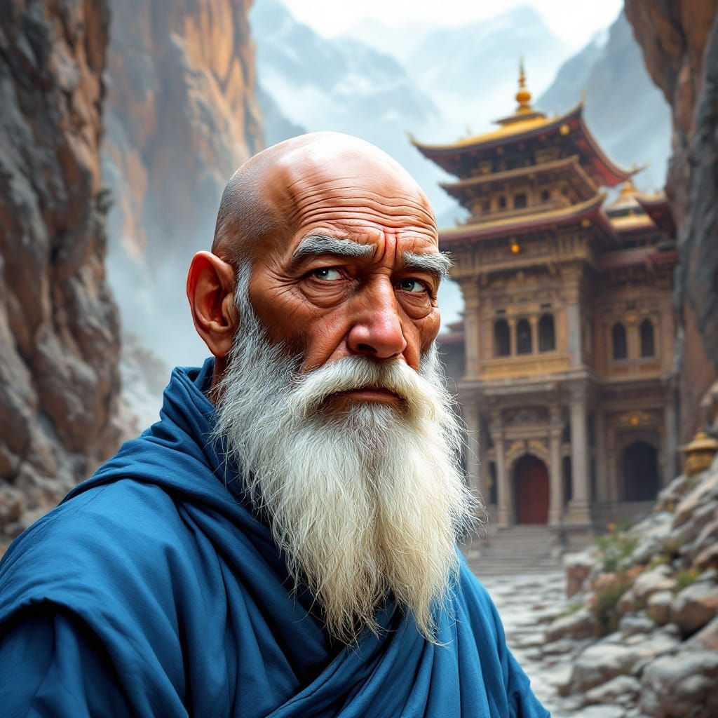 Himalayan Monk in Comic Book Style