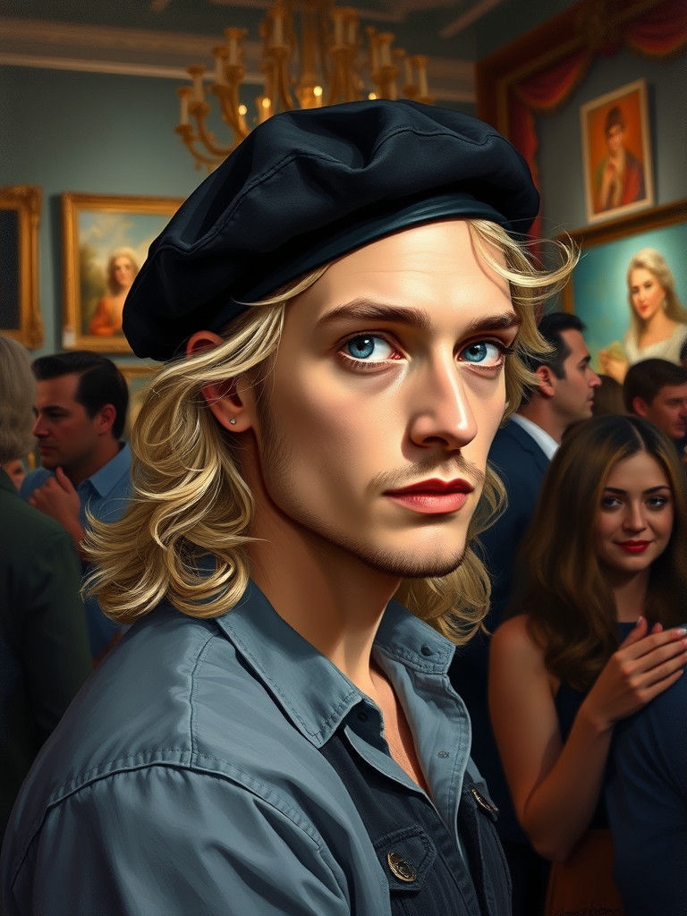 Painter in Bohemian Art Gallery: Oil Painting