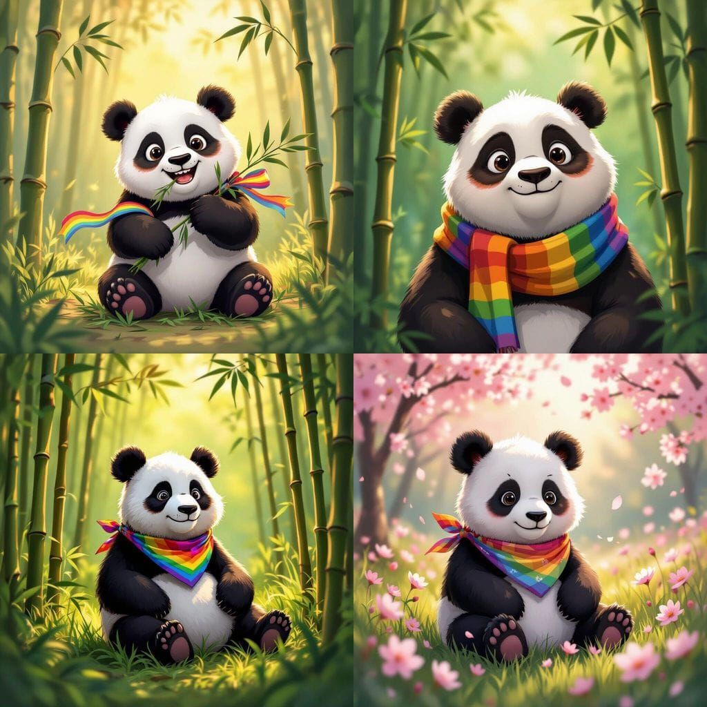 A Joyful Panda Expresses Affection