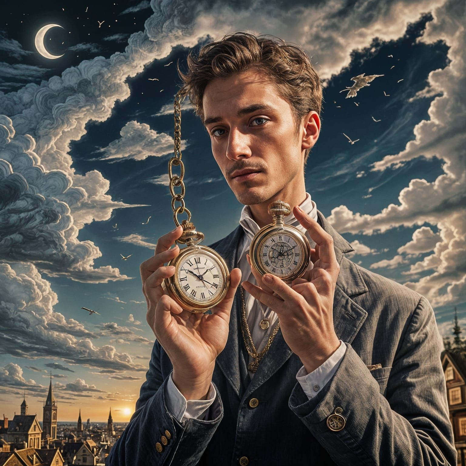 Surreal Pocket Watch: Time's Shadow