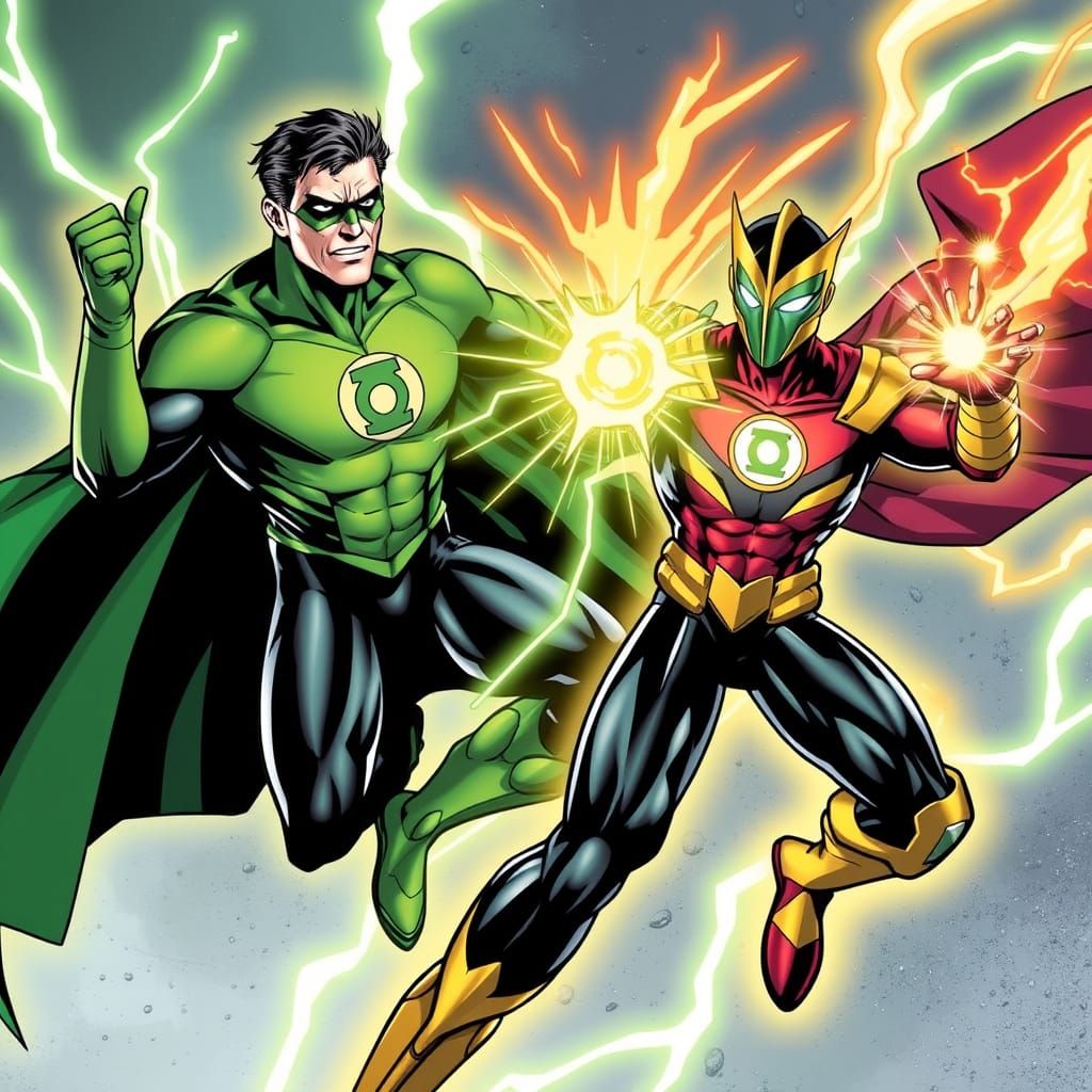 Epic Battle Between Green Lantern and Sinestro in Cosmic Spa...