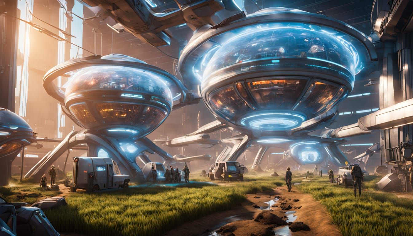 Futuristic Colony Farm in Hyper-Realistic Sci-Fi