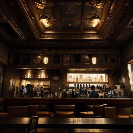 Hyperrealistic Coffeeshop Scene in Cinematic Style