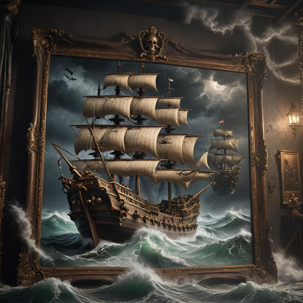 Pirate Ship Painting Escapes Museum in Dramatic Photo