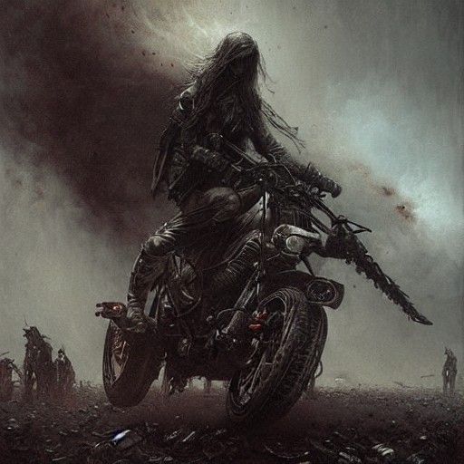 Apocalyptic Motorcycle in Horror Style