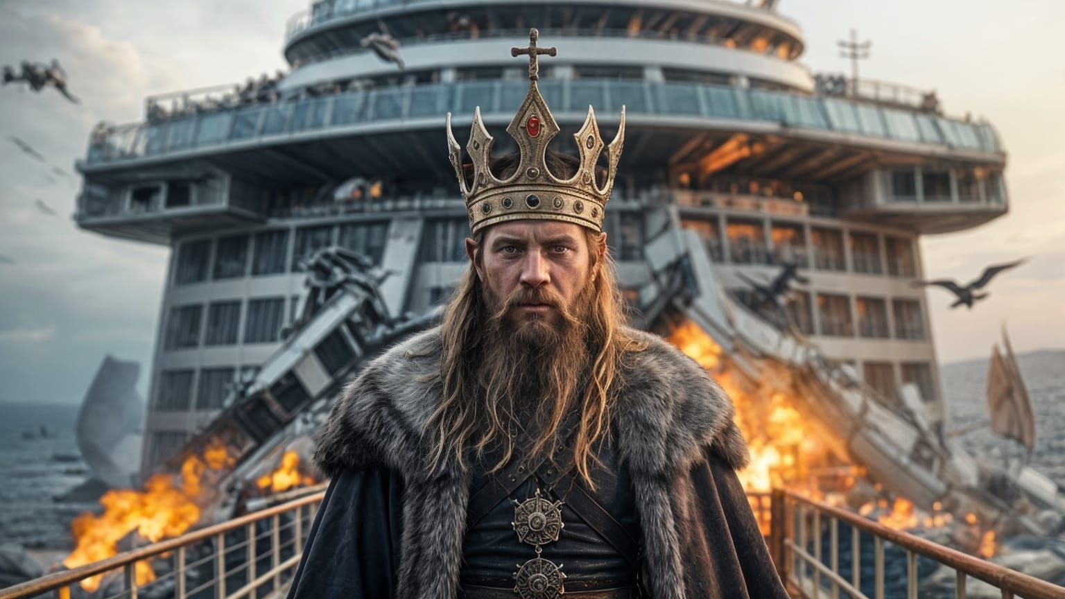 Viking King in Chaos on Cruise Ship Photo