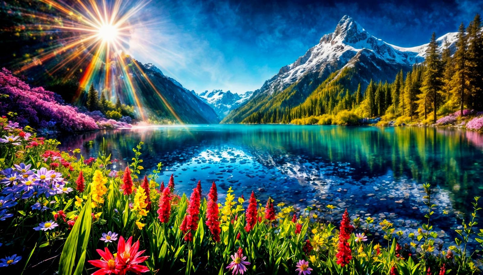 Crystal Mountain Lake in Spring: Photorealistic Landscape