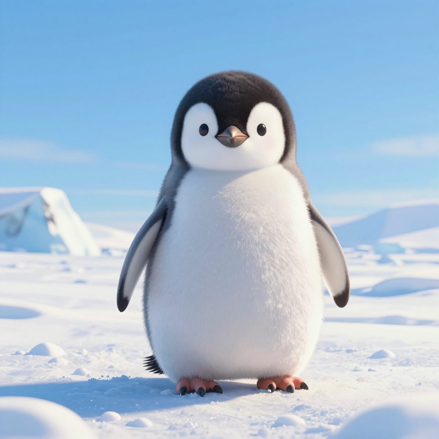 Adorable Baby Penguin in Whimsical Digital Illustration Styl...