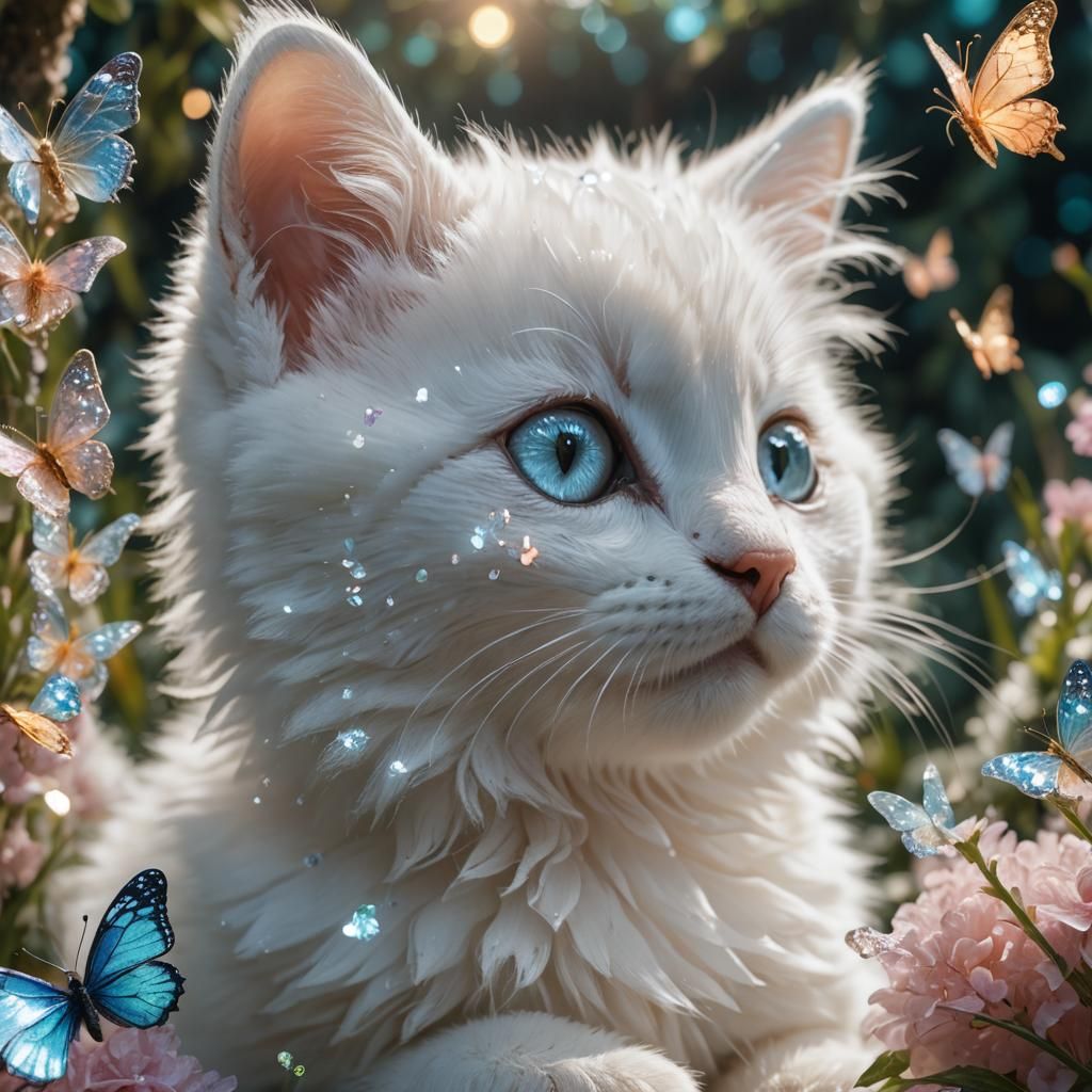 close up of a white kitten...