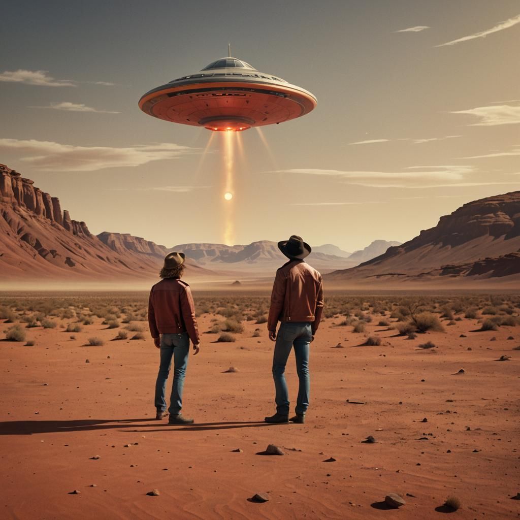 Musicians' Surreal Encounter on Martian Desert