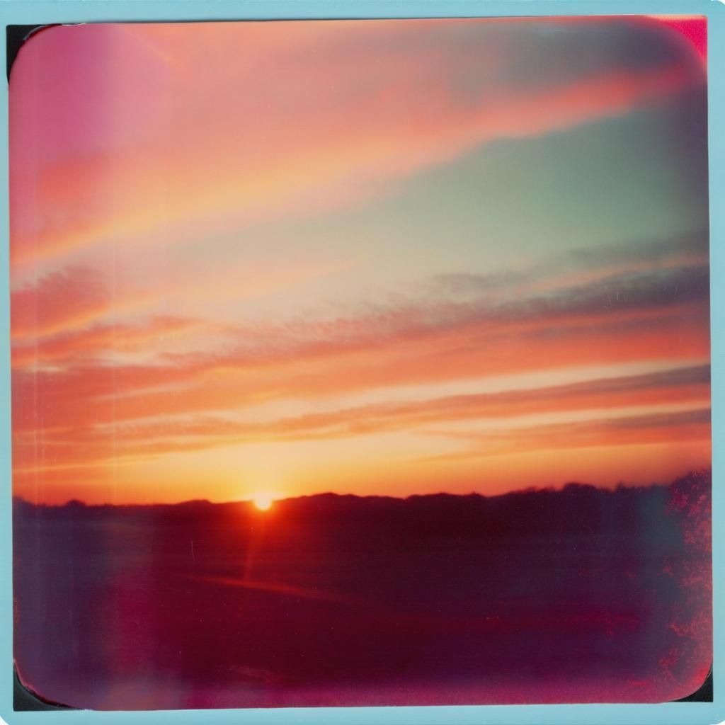 Abstract Polaroid Sunset: A Lomographic Dreamscape