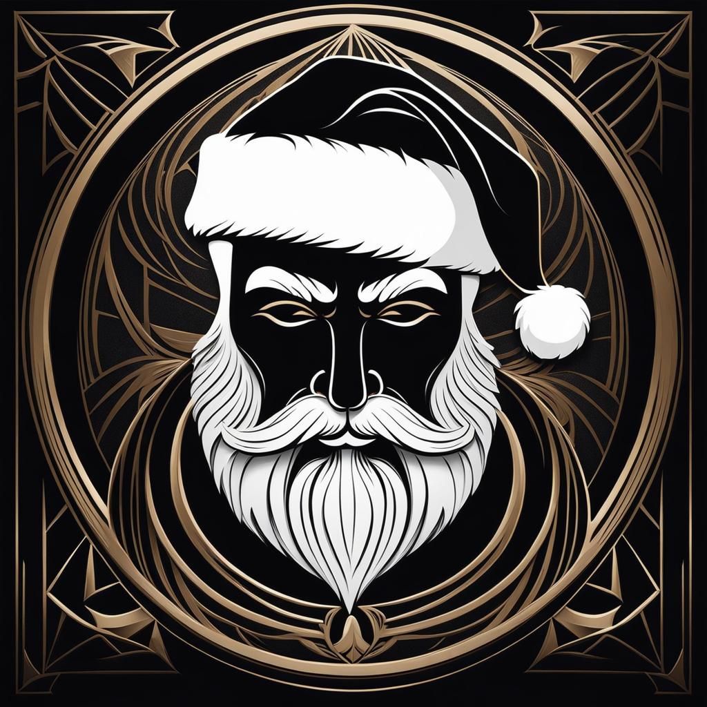 Art Deco Santa Claus in Chiaroscuro Elegance