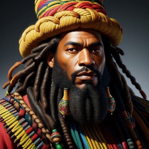 Rastafari Man Portrait with Colorful Hat