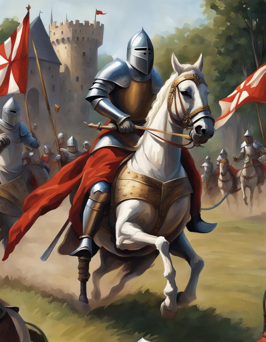 Medieval Knights Jousting in a Fantasy Realm