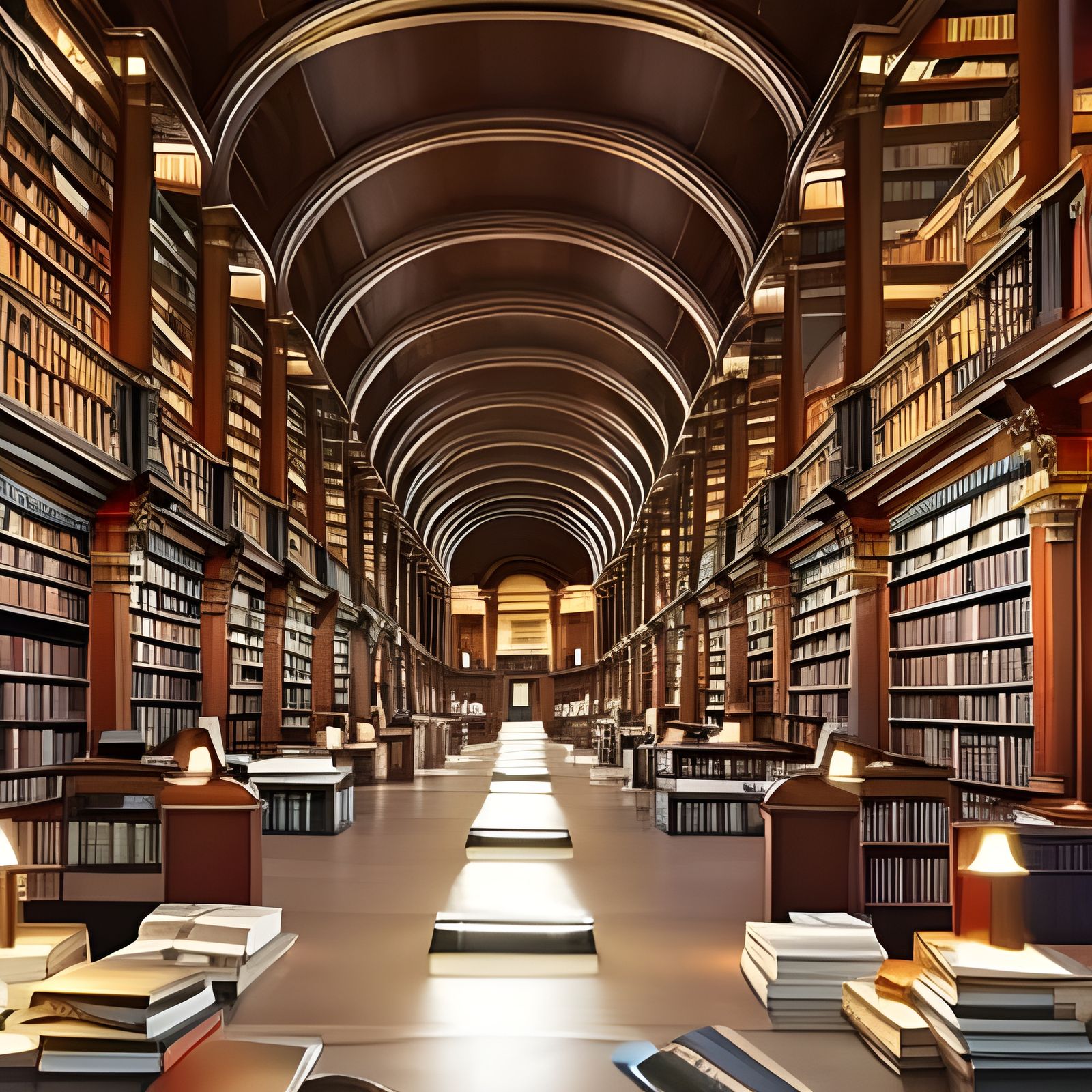 Gigantic library, roman,  with many types of books