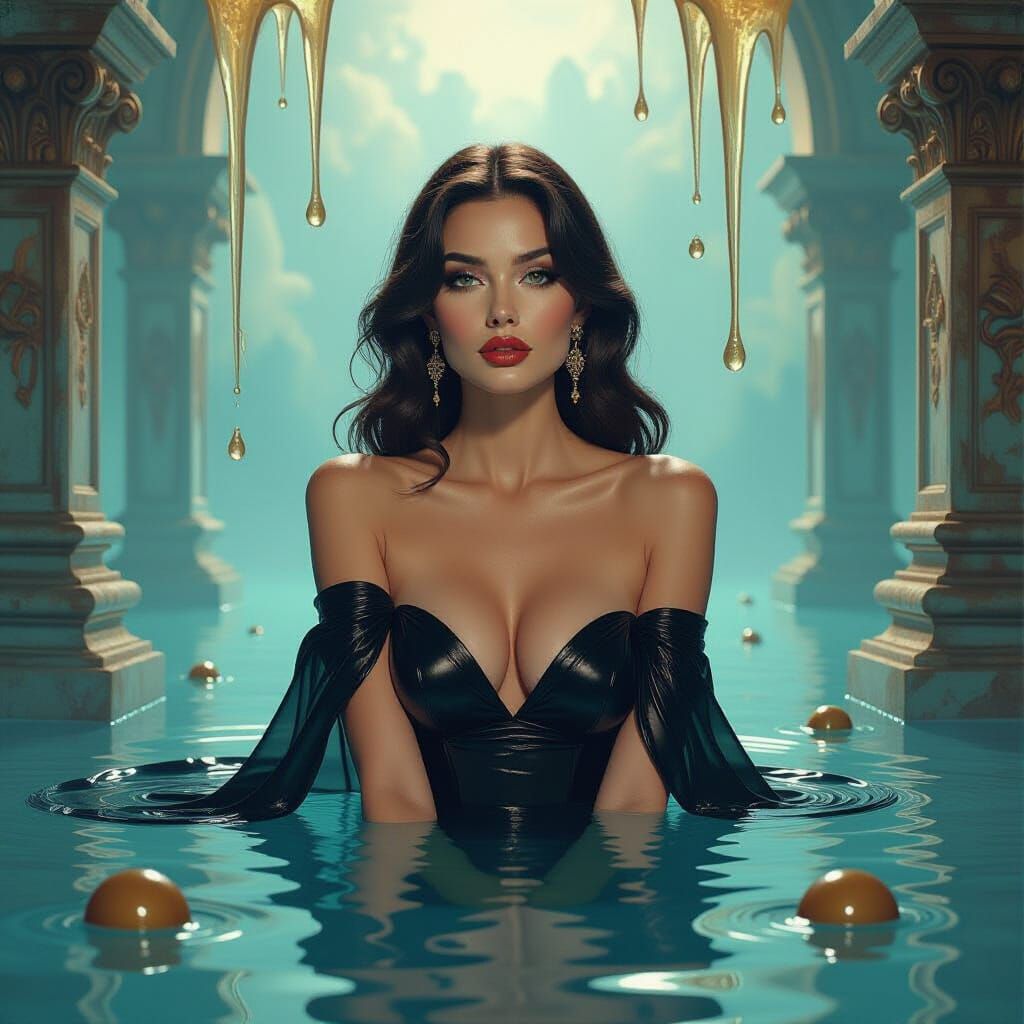 Dreamlike Woman in Surrealist Oil Painting