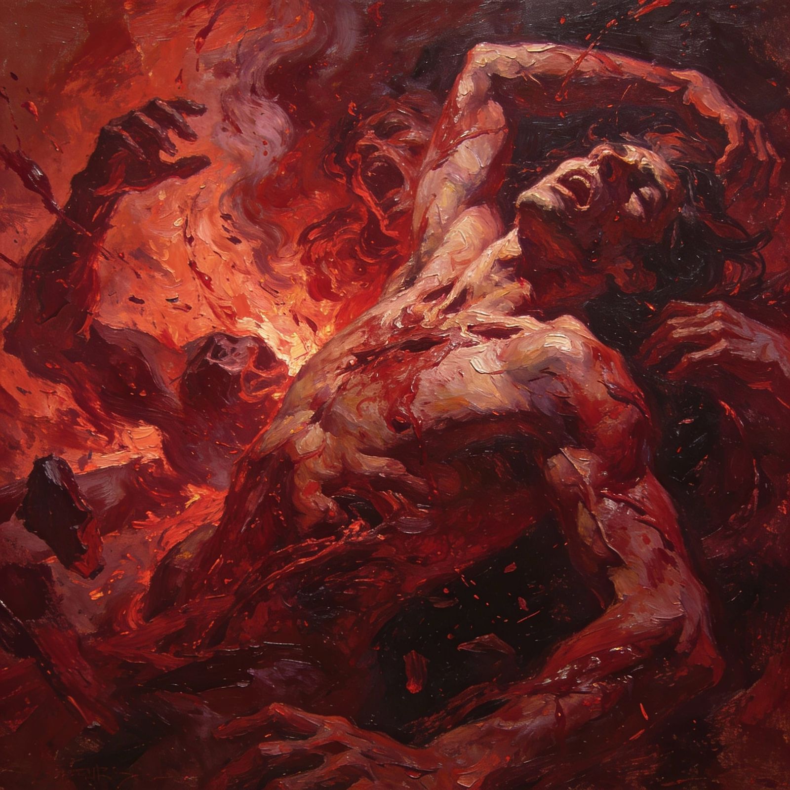 Crimson Tempest Expressionist Painting