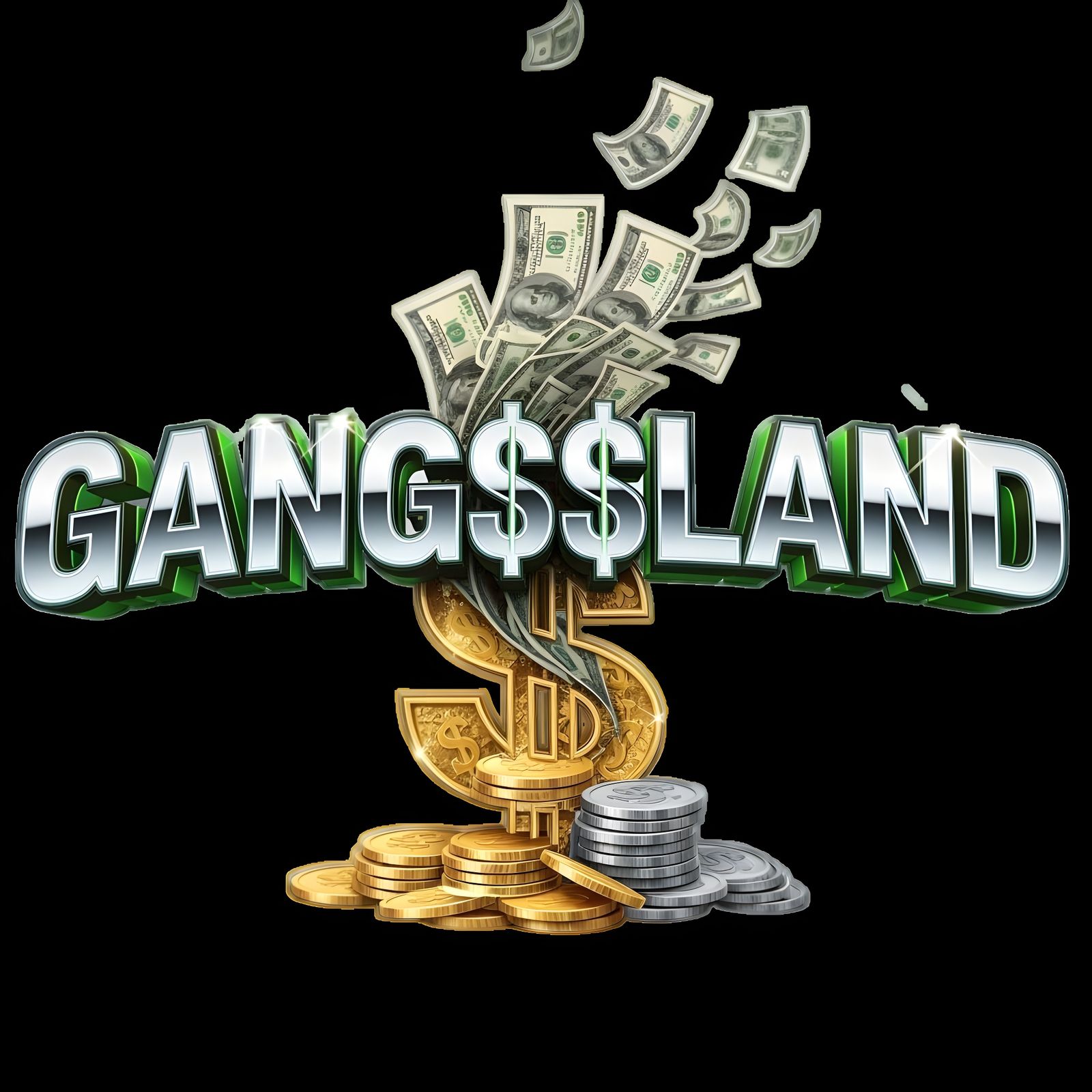 Gangland Streetwear Logo with Money Motifs in Chrome