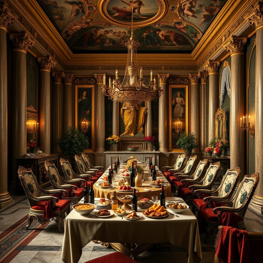 Opulent Roman Villa Interior in Academic Style