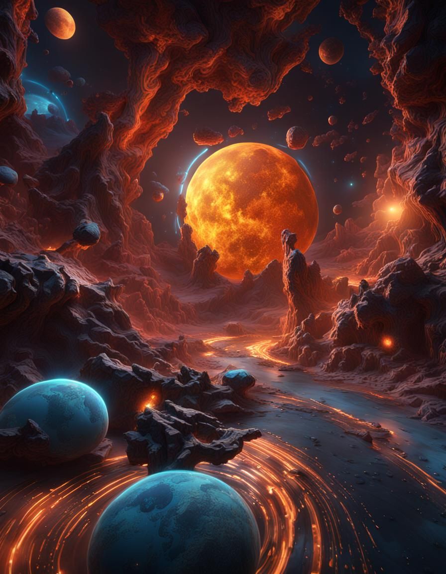 Abstract Space Echoes: Detailed Matte Painting