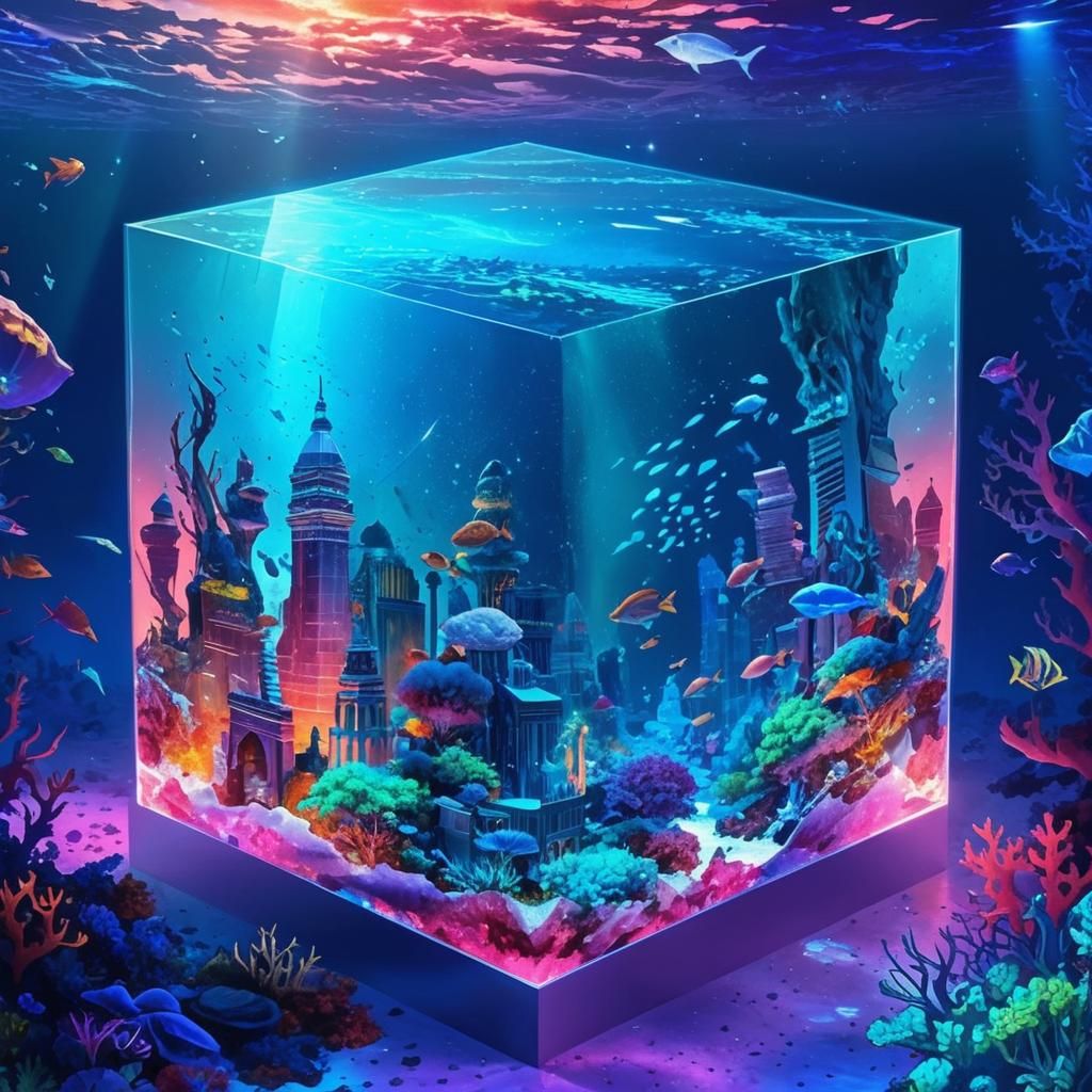 Gleaming Crystal Fractal Shrine Underwater