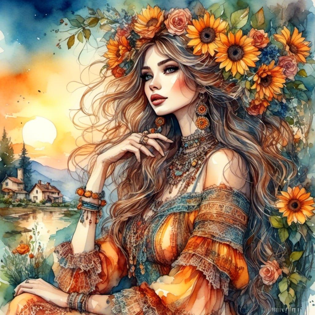 Sunset Painting: Warm Colors Fading Into Evening