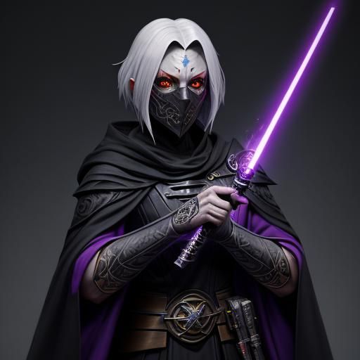 Sith Warrior with Purple Lightsabers in Fantasy Art