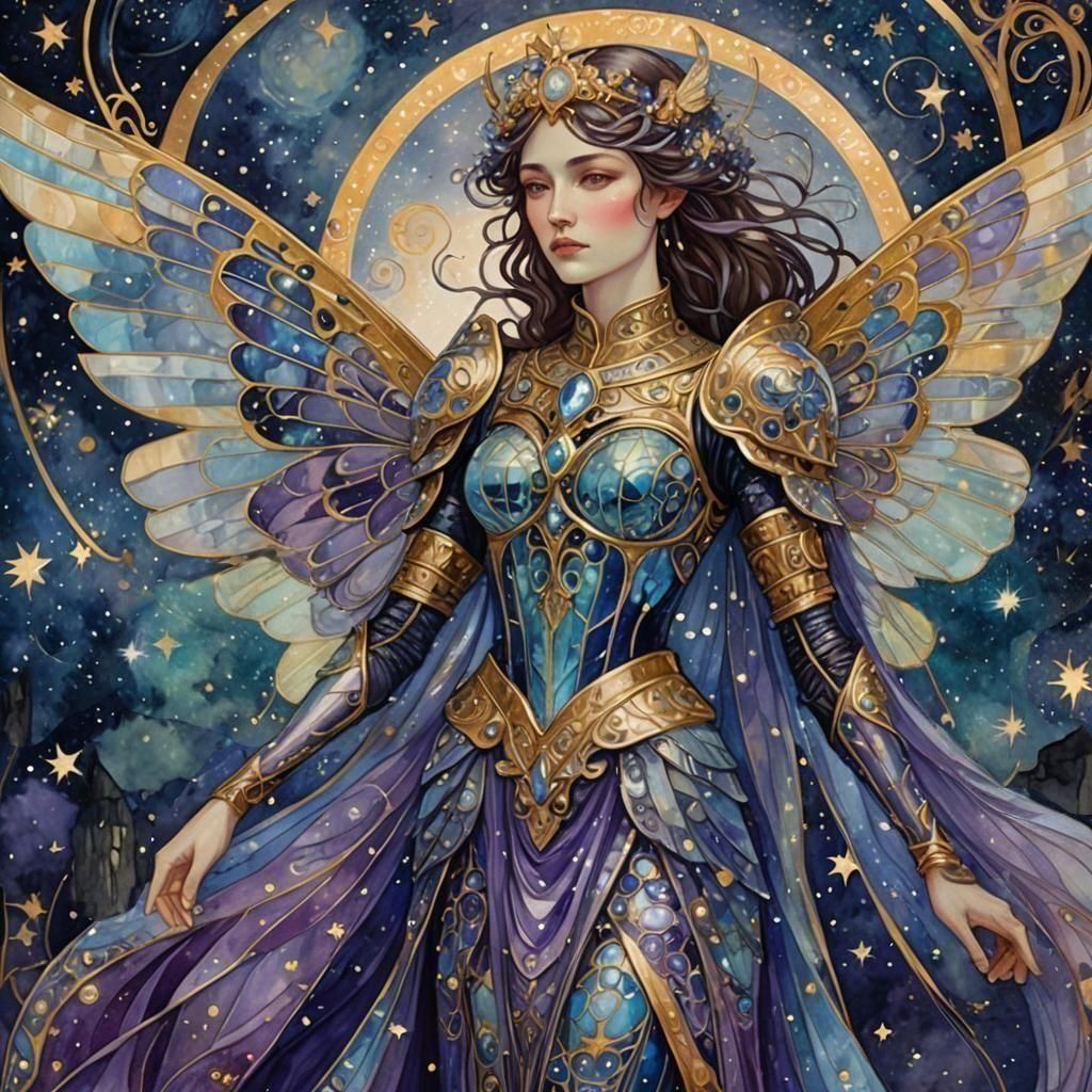 Fairy Warrior Queen in Art Nouveau Style