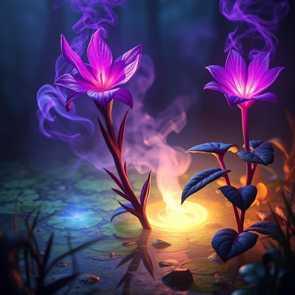 Magical Purple Plant in Fantastical Matte Painting