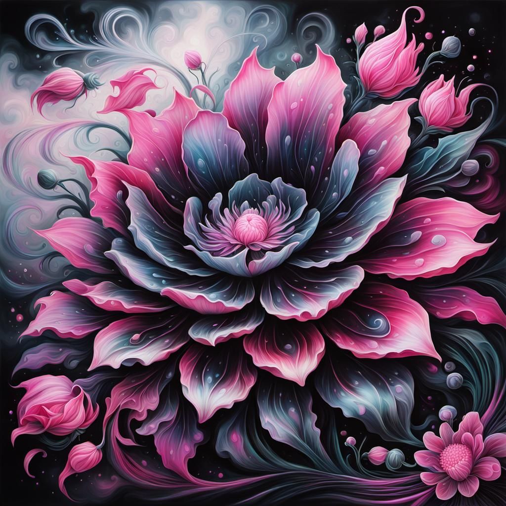 Black Pink Fantasy Flower