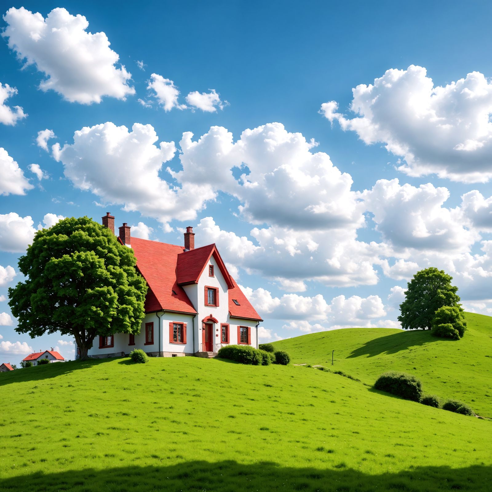 Vibrant Hillside Residence in Hyperrealistic Detail