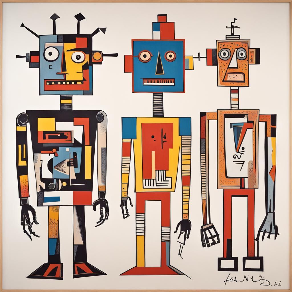 Abstract Robot in Cubist Surrealist Style