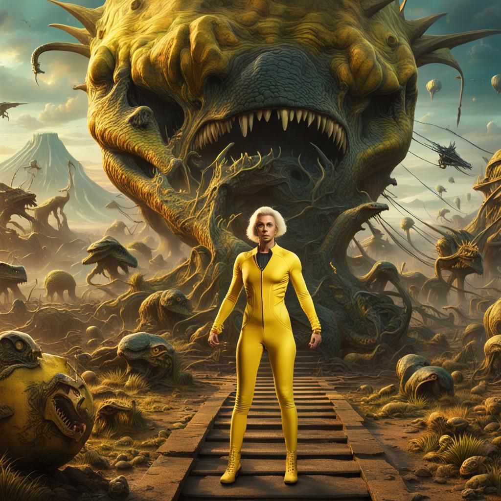 Female Bodybuilder Lands in Time Machine