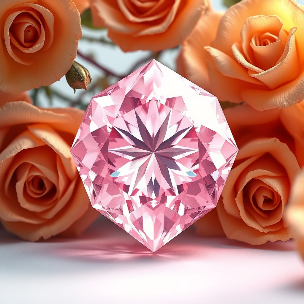 Crystal Diamond Surrounded by Golden Roses: Anime Art